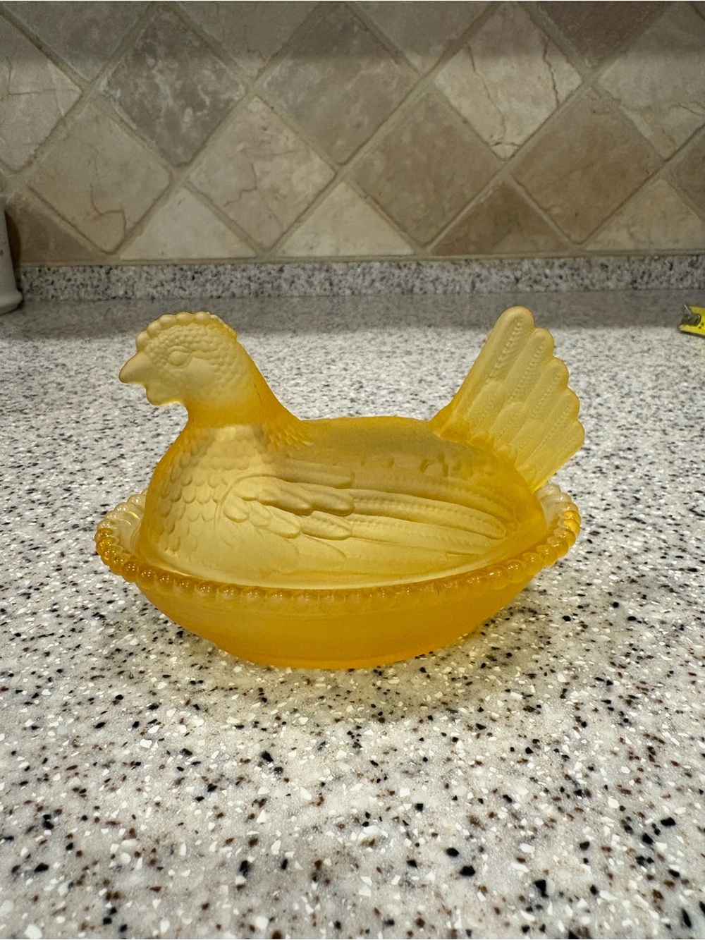 Yellow Glass Hen on Nest